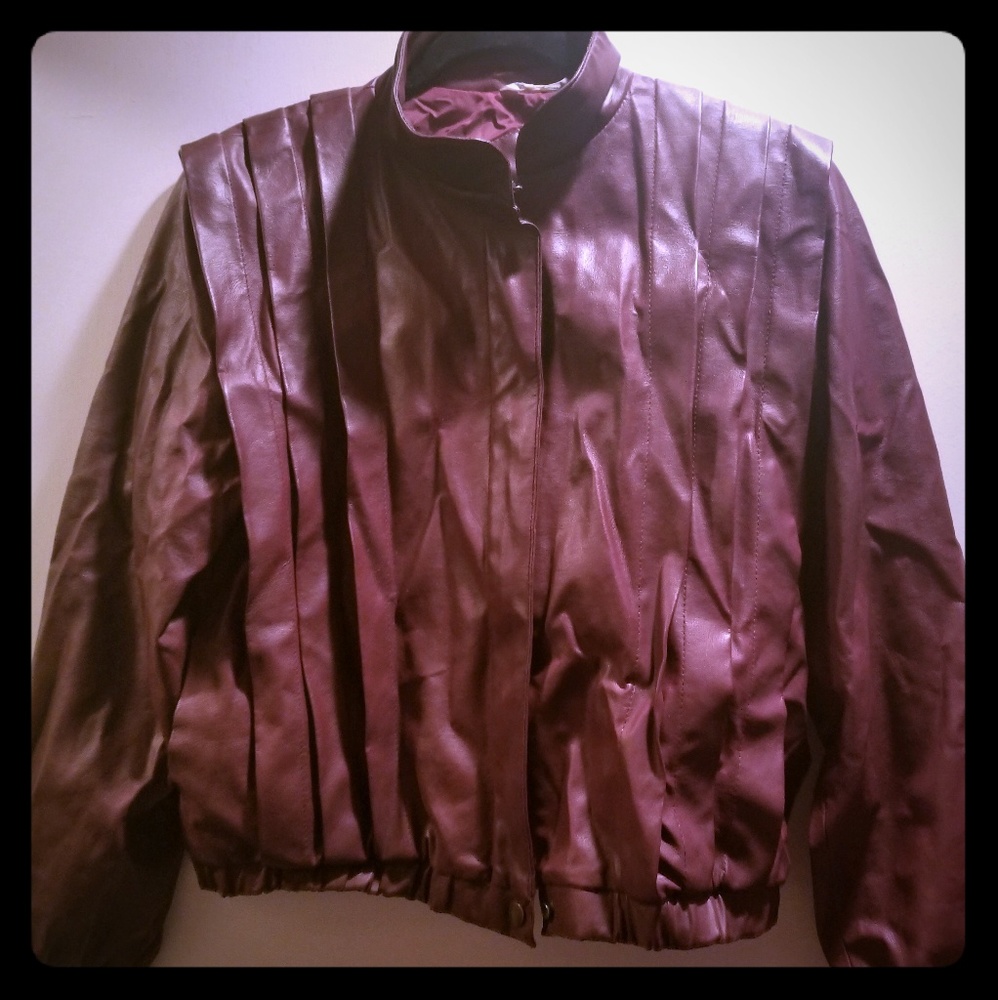80s Ruffled Leather Jacket